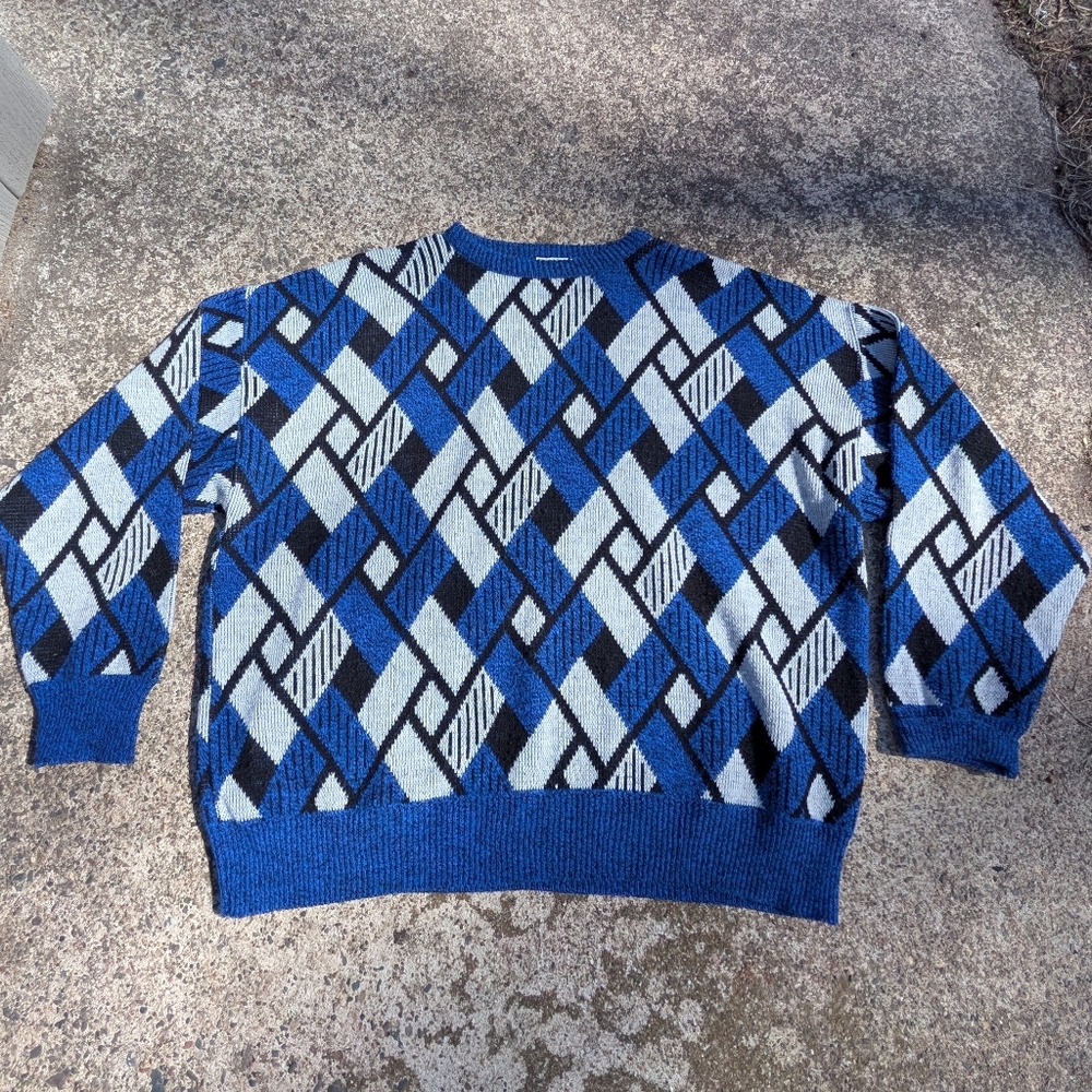 VTG CC Sport Geometric Pattern Acrylic Pullover Sweater Size 3x Fits Like Men XL